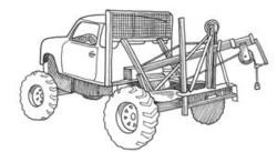 A truck tractor has high approach and departure angles.